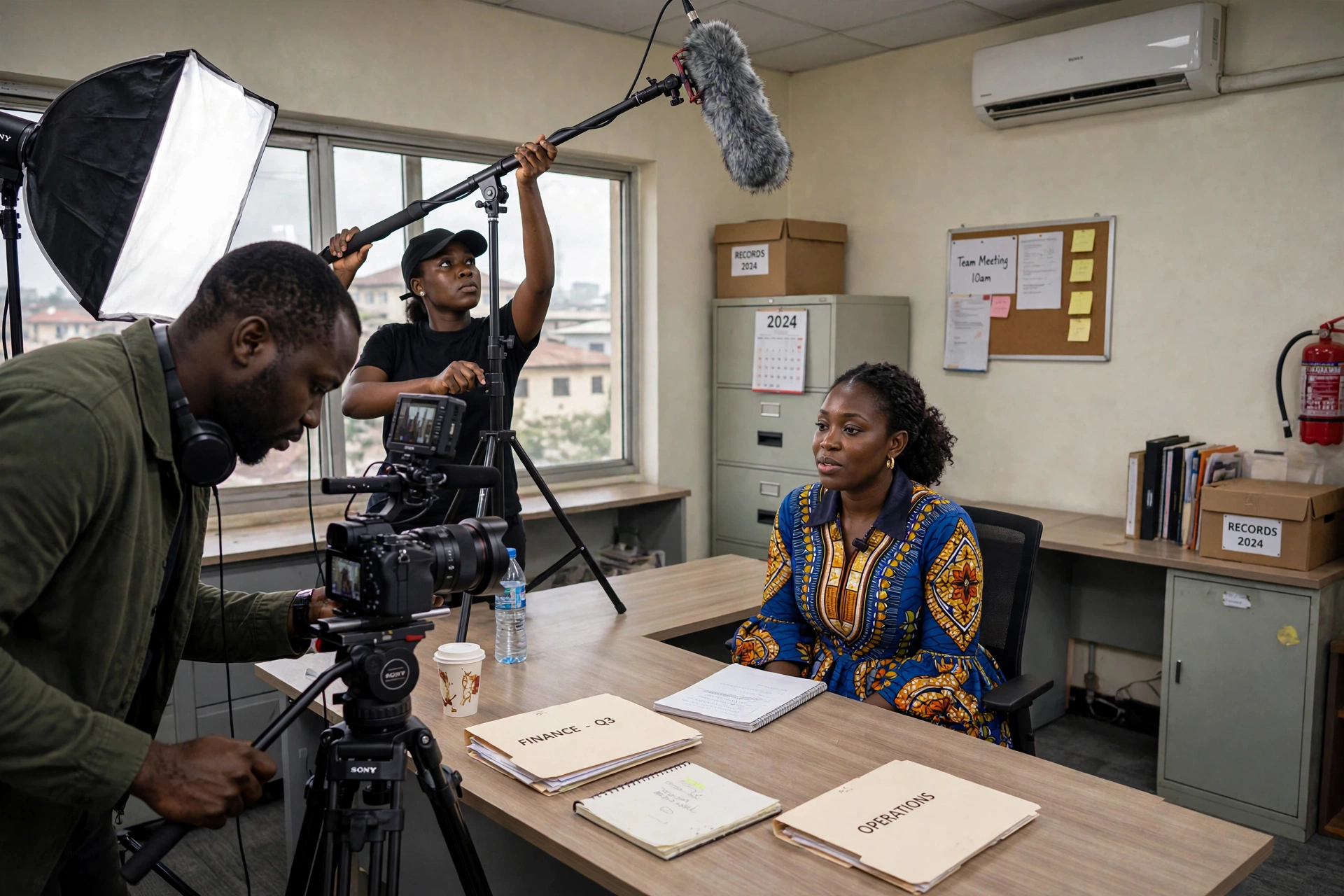 Corporate video production crew filming a brand story video